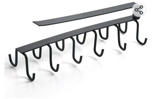 10 hooks Mug Cups Wine Glasses Storage Hooks Kitchen Utensil Ties Belt and Scarf Organizer Hanging Hook Rack Holder Under Cabinet Closet (random color )