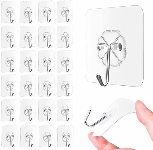 Transparent Self-Adhesive Wall Hooks Sticker β Strong Hold, No Drill, Damage-Free Hanging - Pack of 10