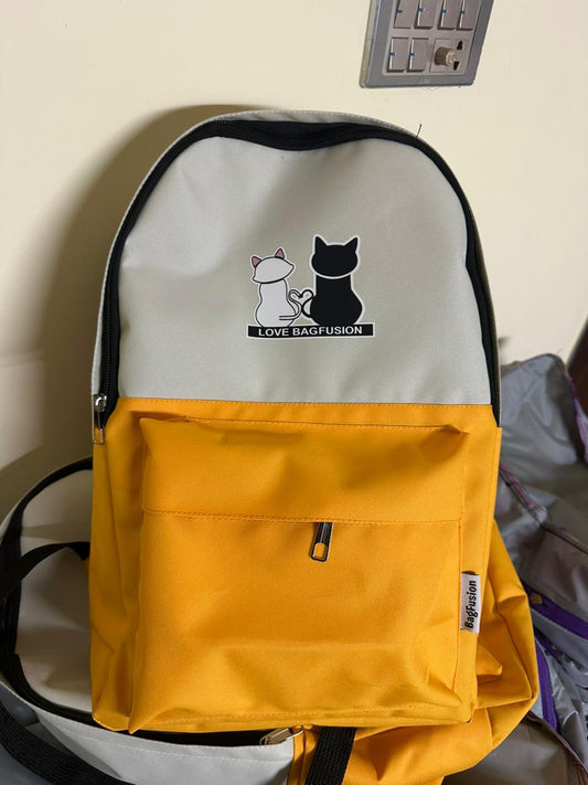 Cute Cat Print 5-in-1 School Bag Set for Girls – Backpack, Handbag, Crossbody Pouch, Pencil Case & Lunch Bag Stylish Combo black