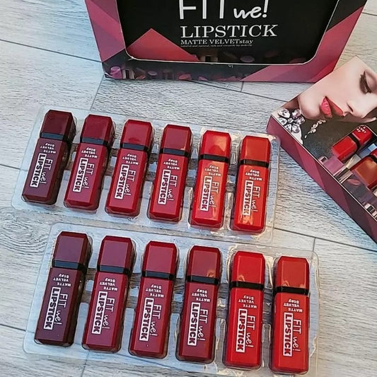 6 Pcs Matte Velvet Lipstick Set – Creamy Long Lasting Lip Color Collection | Shades of Red