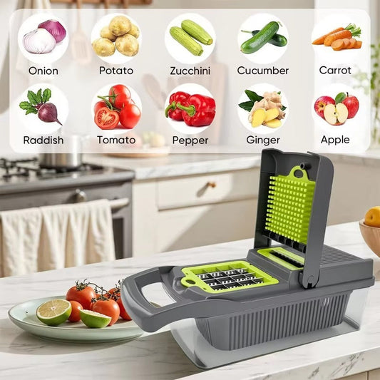 16-in-1 Vegetable Cutter β Multifunctional Kitchen Slicer & Chopper