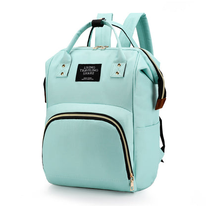 Large Capacity Mummy Bag Multi-function Waterproof Outdoor Women Backpack Nursing Bag for Baby Care - Blue