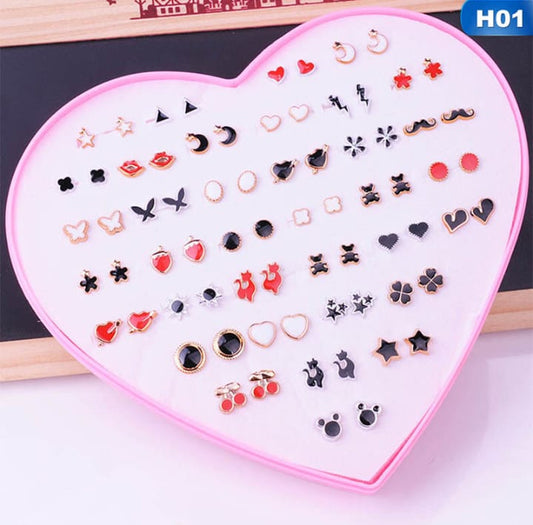 36 Pairs Of Random Beautiful Ear studs Silicon Back With Back Stopper
