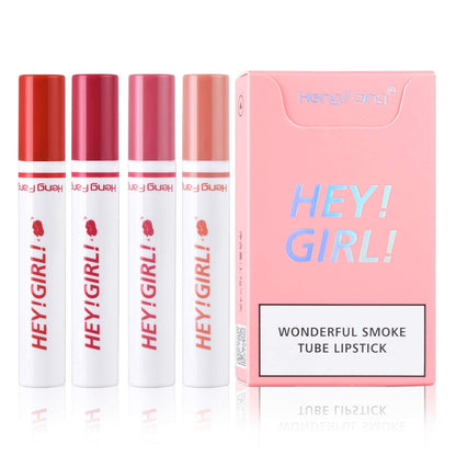 4-in-1 Trending Lipstick Set – Cigarette-Shaped Matte Lipsticks, Long-Lasting, Easy to Apply, Non-Sticky & Fade-Resistant Lip Gloss for Makeup Lovers