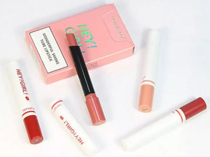 4-in-1 Trending Lipstick Set – Cigarette-Shaped Matte Lipsticks, Long-Lasting, Easy to Apply, Non-Sticky & Fade-Resistant Lip Gloss for Makeup Lovers