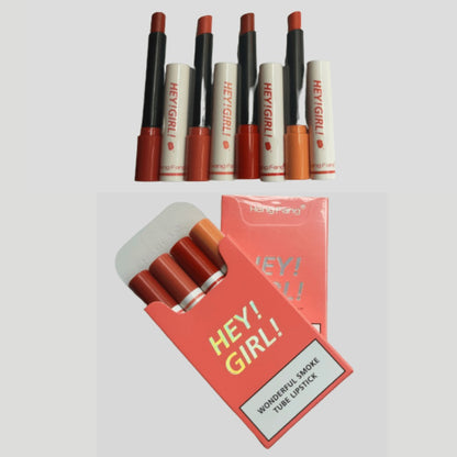 4-in-1 Trending Lipstick Set – Cigarette-Shaped Matte Lipsticks, Long-Lasting, Easy to Apply, Non-Sticky & Fade-Resistant Lip Gloss for Makeup Lovers