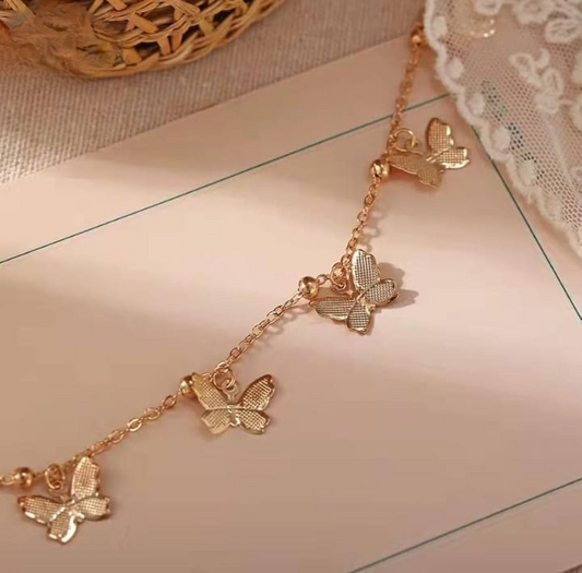 Beautiful Butterfly hand Charm Bracelet\Payal For Girls - Golden