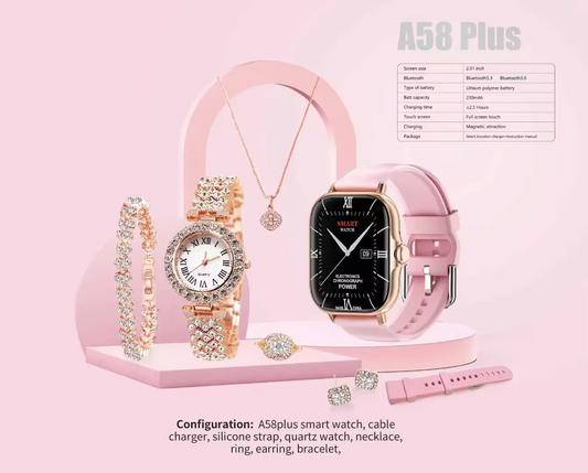 A58 Plus 6 in 1 - Smartwatch For Women | Best Quality Smart Watch For Girls | Perfect For Gift - Random Color