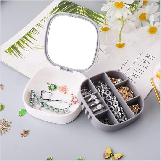 Small Jewellery Box, Jewellery Box, Portable Jewellery Box, Girls' Earrings, Cut Necklace Box, Can Be Placed in the Bag of the Bag at Home (Pink Or Silver Colors) (Random Colors)