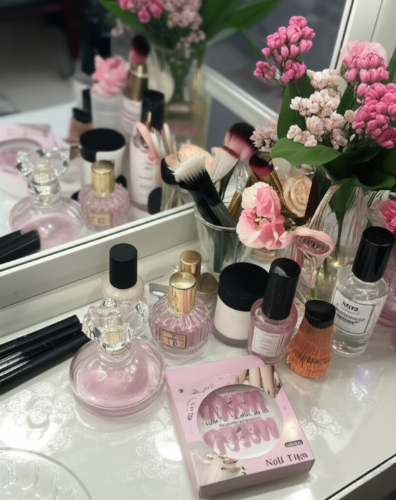 Luxury Pink Nail Tips Set – 12 PCS False Nails with Glitter & Rhinestone Design | Elegant Salon-Style Press-On Nails for Parties, Weddings & Everyday Fashion