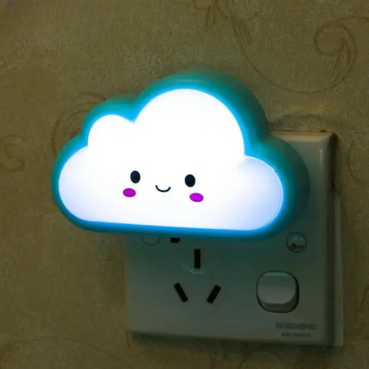 Smiley Cloud Plug-In LED Night Light – Soft Warm Glow Baby Lamp, Kids Night Light for Bedroom & Nursery (Random Color)