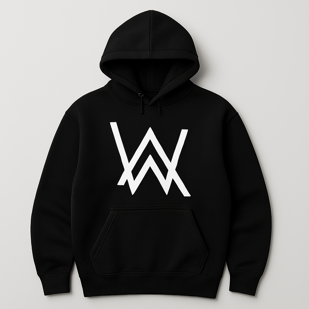 New Summer Collection Full Black Hoodie with WA Print for Men and Boys – Comfortable, Fashionable & Casual Wear - Large