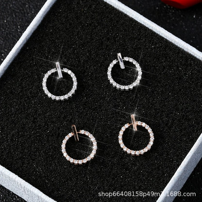 ZVT-168 Circle Zircon Korean Earrings-Golden