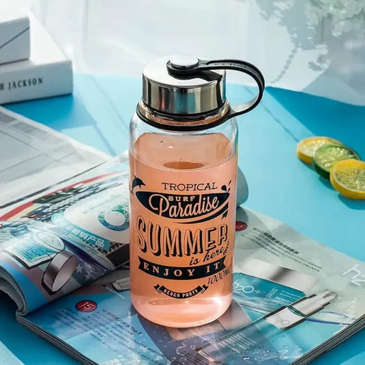 Portable Glass Water Bottle Durable Construction Smooth Finish Comfortable Grip Easy Carry Premium Quality - 1000ML