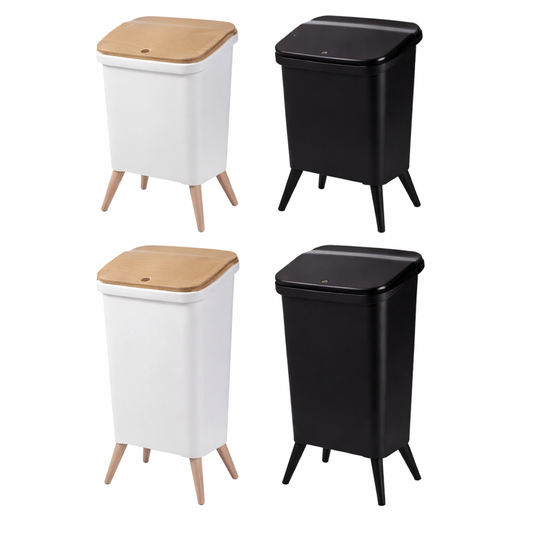 Royal Wooden Trash Bin with Lid | Minimalist Dustbin for Kitchen, Bedroom & Office Black 12L