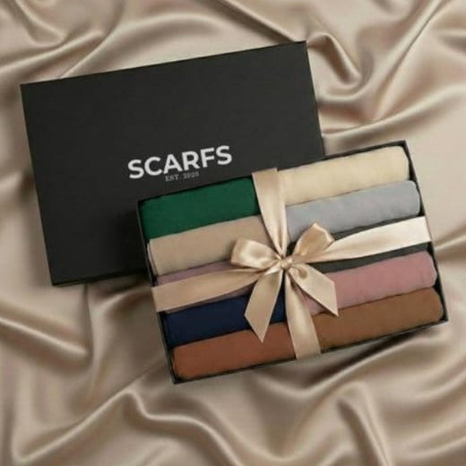 Pack of 5 Hijab With 1Pc 4-in-1 Inner Cap – Gift Set (Mix Colors Without Box)