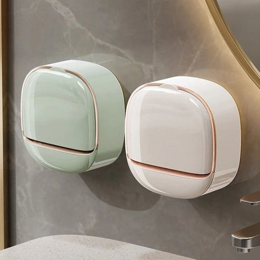 1PC Soap Box Wall Mounted Light Luxury Soap Holder Punch Free Drain Laundry Soap Box Easy Cleaning | Random Colour