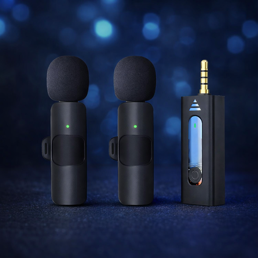 K35 Wireless Single Microphone – High-Quality 2.4GHz Lapel Mic Set with 3.5mm Receiver for Mobile Phones, Cameras, Speakers & Vlogging (Double Mic)