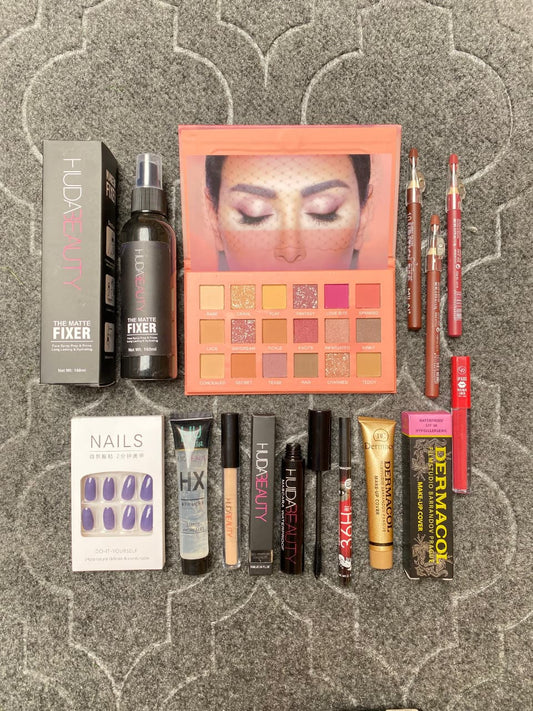 12 Items Complete Makeup & Beauty Deal Kit – Full Face Makeup Set with Nail Polish