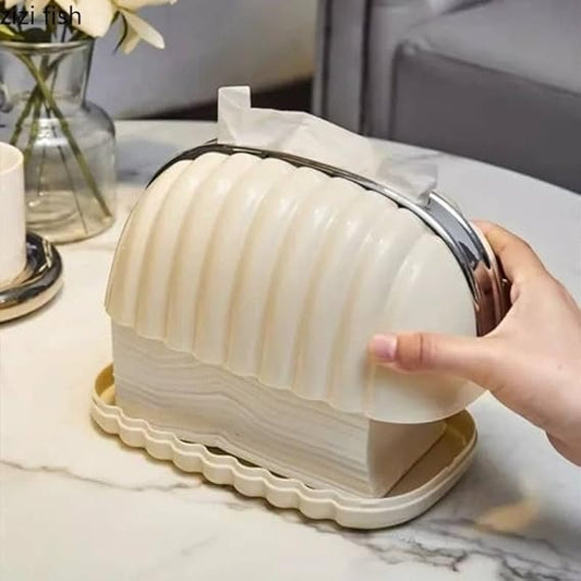 Decorative Shell Tissue Box Case Elegant And Modern Napkin Holder Stylish Daily Use Home And Office Accessory